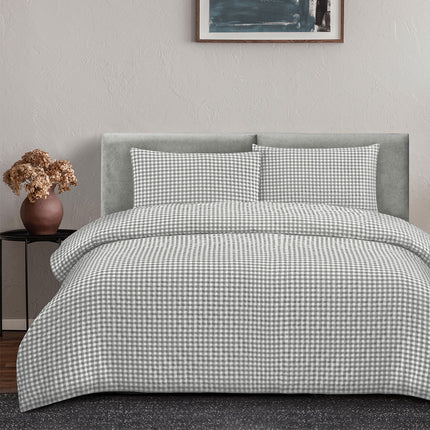 Ardor Rowe Grey Textured Seersucker Quilt Cover Set King.