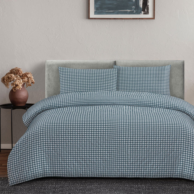 Ardor Rowe Teal Textured Seersucker Quilt Cover Set King.