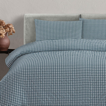 Ardor Rowe Teal Textured Seersucker Quilt Cover Set King.