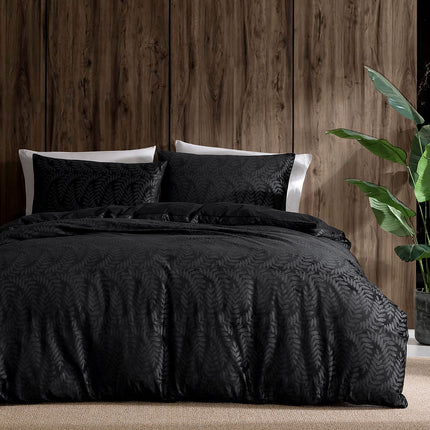 Ardor Rui Black Embossed Velvet Soft Quilt Cover Set King.
