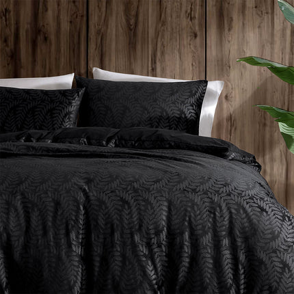 Ardor Rui Black Embossed Velvet Soft Quilt Cover Set King.