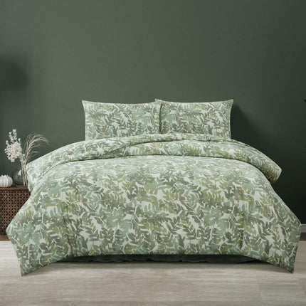 Ardor Solana Sage Watercolour Print Quilt Cover Set King.