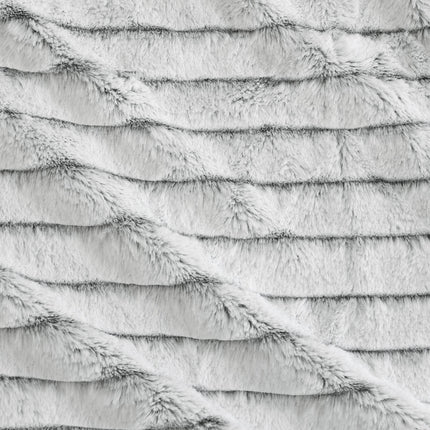 Ardor Striped Faux Fur Grey Super Soft Quilt Cover Set Queen.