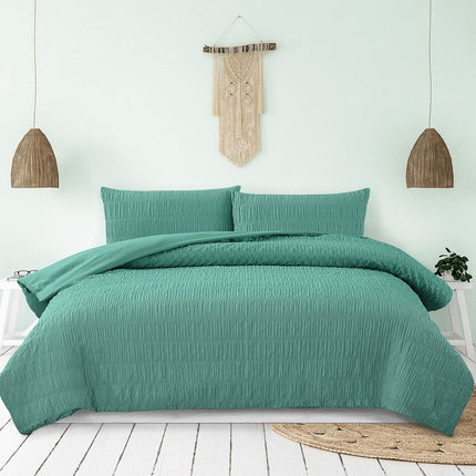 Ardor Tuscan Teal Ruched Quilt Cover Set King.