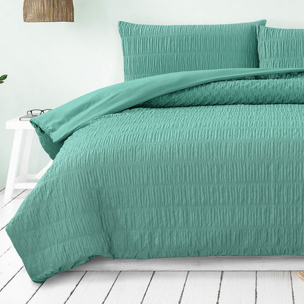 Ardor Tuscan Teal Ruched Quilt Cover Set Queen.