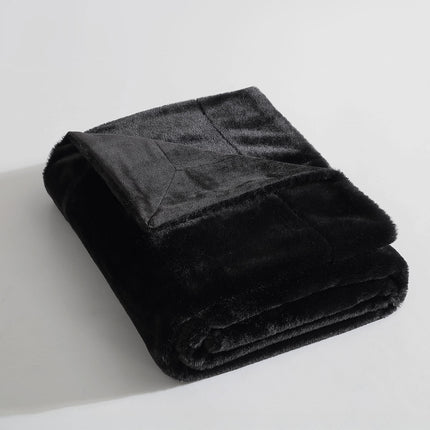 Ardor Benz Faux Fur Soft Plush Throw Rug 130x170cm Black.