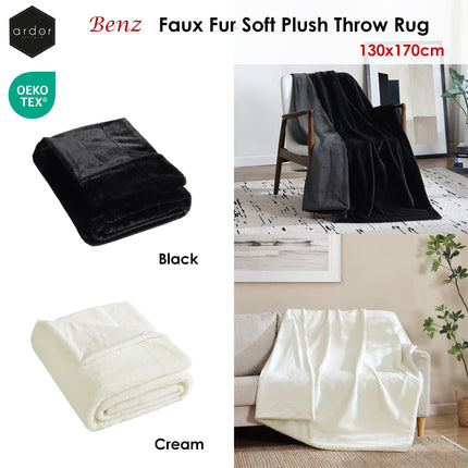 Ardor Benz Faux Fur Soft Plush Throw Rug 130x170cm Cream.