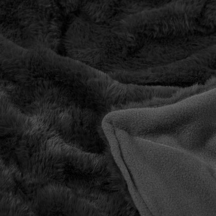 Ardor Clayton Faux Fur Soft Plush Throw Rug 130x170cm Black.