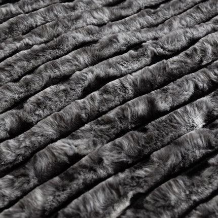 Ardor Cole Ash Striped Faux Fur Soft Plush Throw Rug 130x170cm.