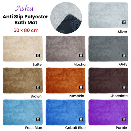Asha Anti Slip Polyester Bath Mat 50 x 80 cm Pumpkin.