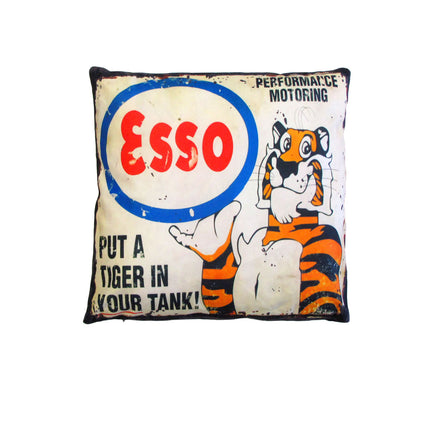 Australian Mancave Retro Cushion ESSO Upright Tiger 40 x 40 cm.