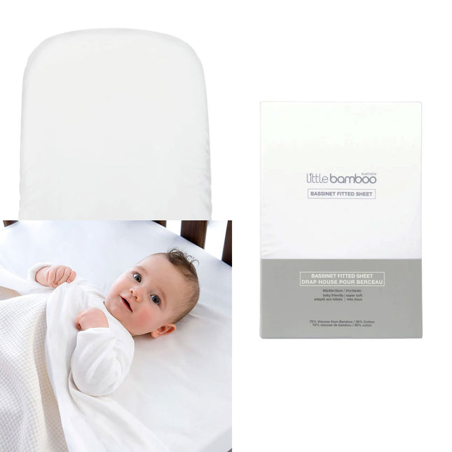 Little Bamboo Fitted Sheet Pram/Moses Basket 72x35x10cm.