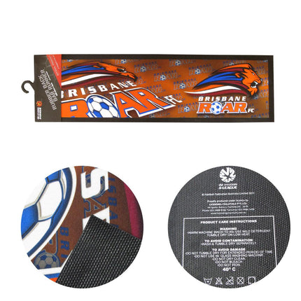 A-League Brisbane Roar Rubber Back Bar Runner 25 x 89 cm.