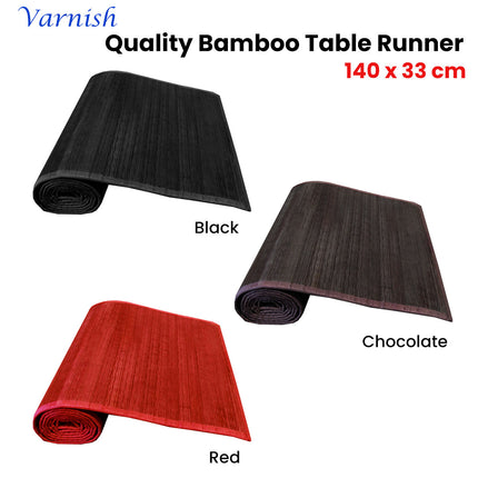 Varnish Bamboo Table Runner 140 x 33cm Black.