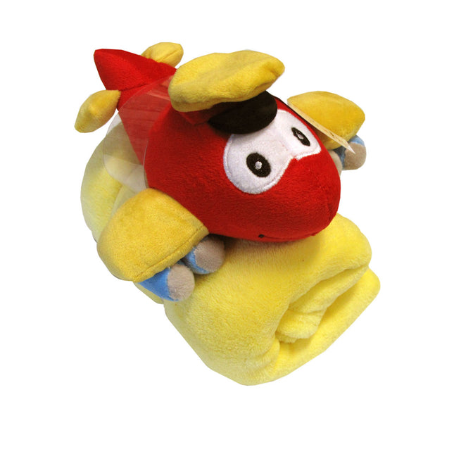 Baby Red Blanket with Toy Aeroplane.