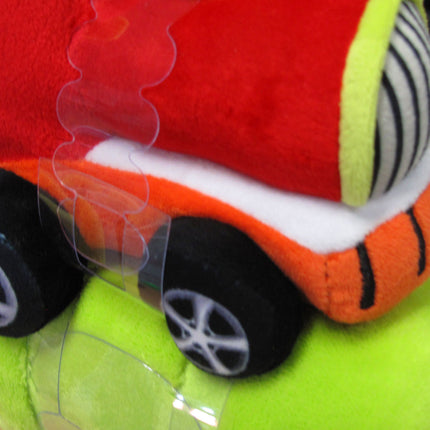 Baby Red Blanket with Toy Tractor.