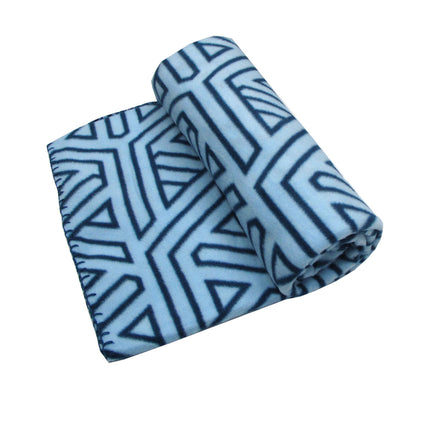 Aerial Printed Fleece Throw Rug 130 x 150 cm Blue Geo.