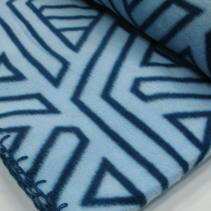 Aerial Printed Fleece Throw Rug 130 x 150 cm Blue Geo.