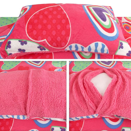 Ramesses Pink Heart Printed Sherpa Flannel Fleece Reversible Blanket Set Queen/King.