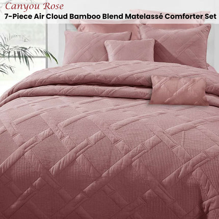 Ramesses Canyou Rose 7- Piece Air Cloud Bamboo Blend Matelasse Comfort Set Queen.