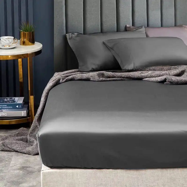 Ramesses 1500TC Elite Egyptian Cotton Sateen Fitted Sheet Combo Set Charcoal Queen.