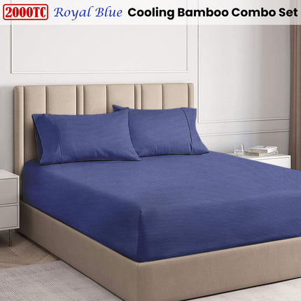 Ramesses Royal Blue 2000TC Cooling Bamboo Combo Set Queen.