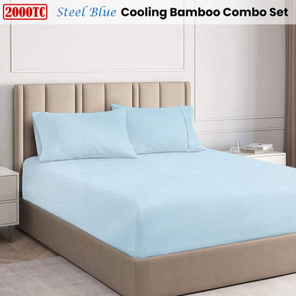 Ramesses Steel Blue 2000TC Cooling Bamboo Combo Set King.