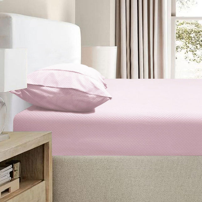 Ramesses 2000TC Bamboo Embossed Fitted Sheet Combo Set Pink Queen.