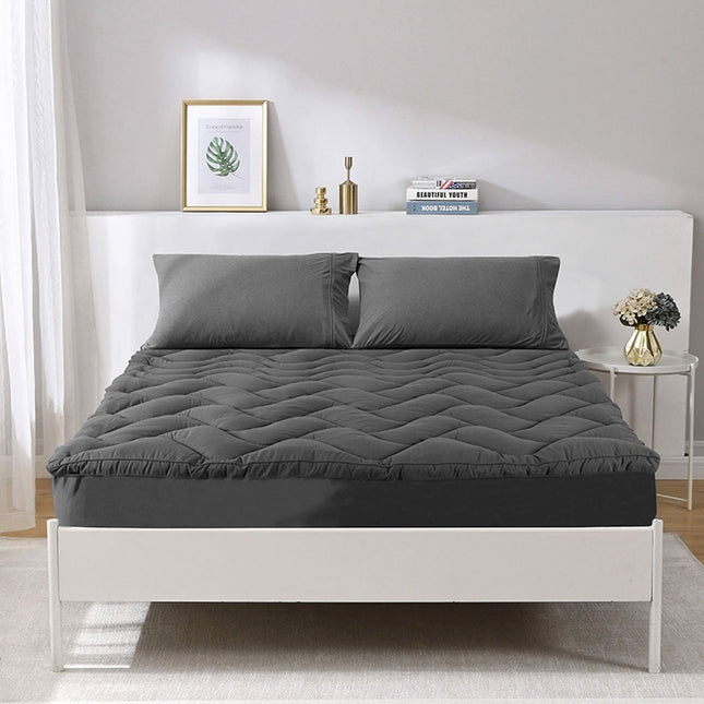Ramesses 1000GSM Charcoal Mattress Topper Queen.