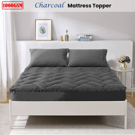 Ramesses 1000GSM Charcoal Mattress Topper Queen.
