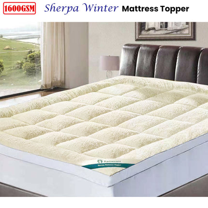 Ramesses 1600GSM Sherpa Winter Mattress Topper Double.