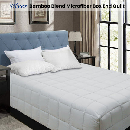 Shangri La Bamboo Blend Microfiber Box End Quilt Silver Queen.