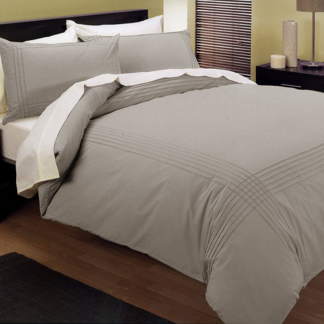 Kingtex Pintuck Quilt Cover Set Linen Double.