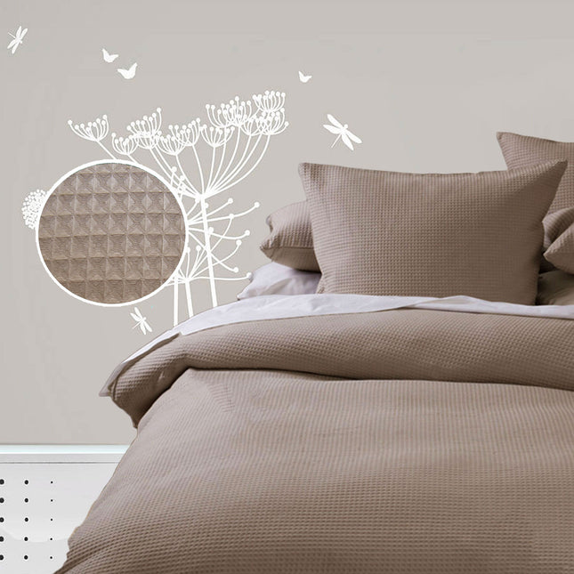 Waffle Quilt Cover Set - Linen - Single.