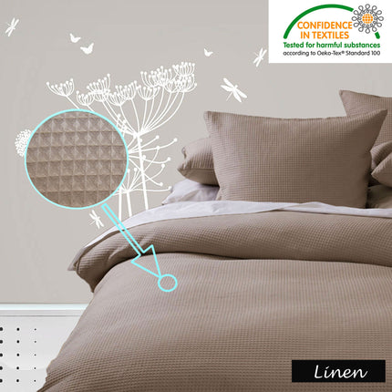 Waffle Quilt Cover Set - Linen - Single.