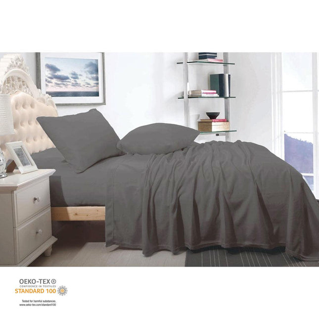 Shangri La Cashmere Touch Micro Flannelette Sheet Set Charcoal King.