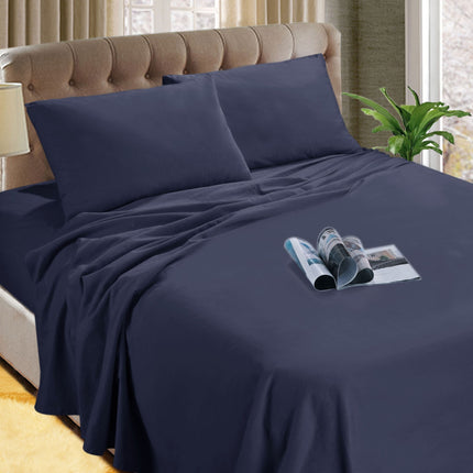 Kingtex Micro Flannelette Sheet Set 40 cm Wall Denim King.