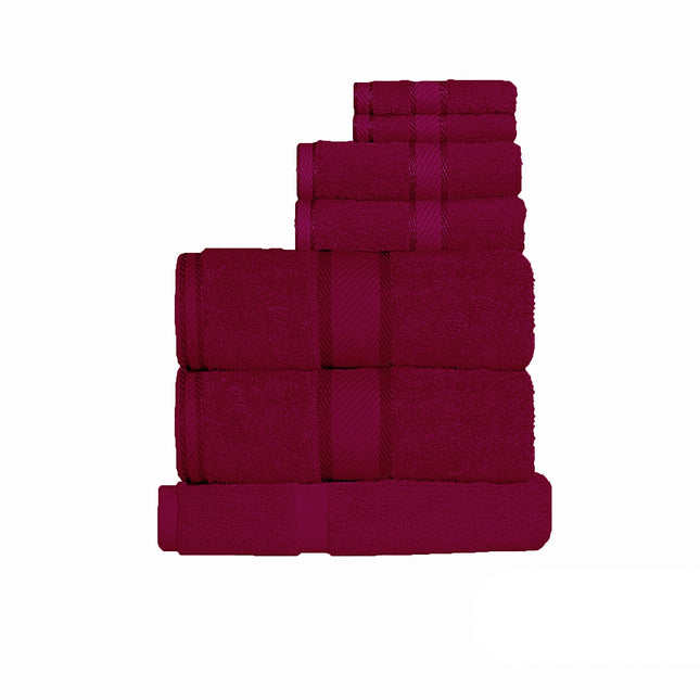 Kingtex 550gsm Cotton 7 Pce Towel Set Burgundy.