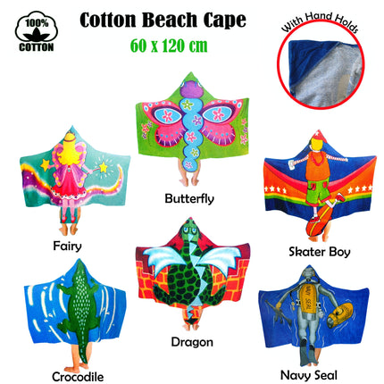 Kids Cotton Velour Beach Cape Crocodile.