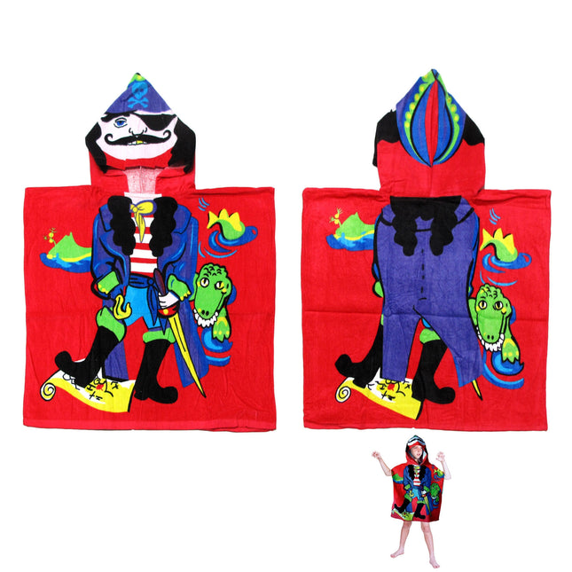 Cute Kids Cotton Hooded Towel Poncho 60 x 120 cm Pirate.