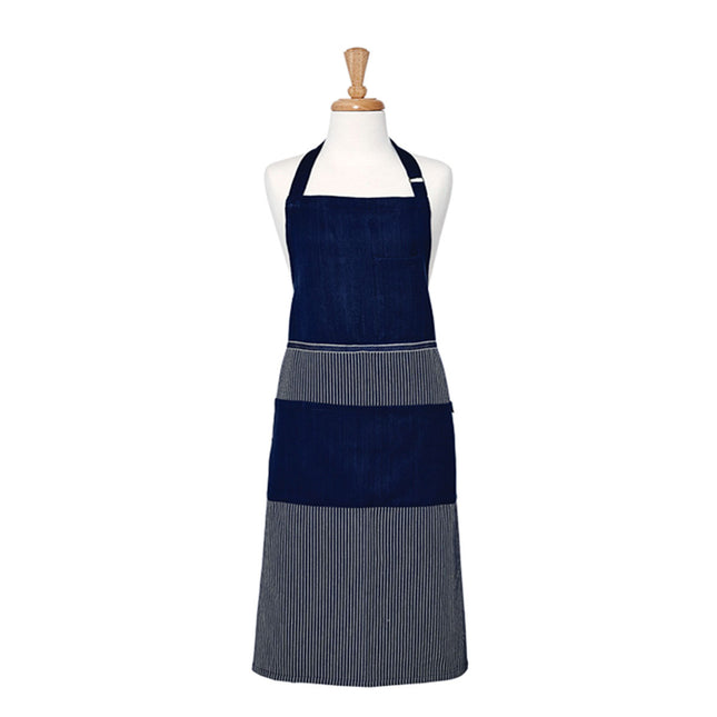 Ladelle Professional Series Stripe Navy Cotton Apron 70 x 95 cm.