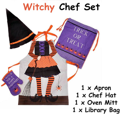 Cubby House Kids Set of 4 Witchy Children Kids Halloween Kitchen Chef Set.