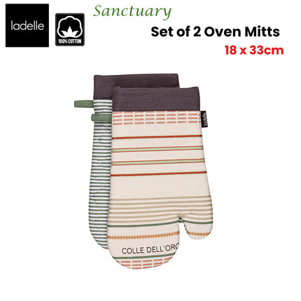 Ladelle Sanctuary Cream Set of 2 Oven Mitts 18 x 33 cm.