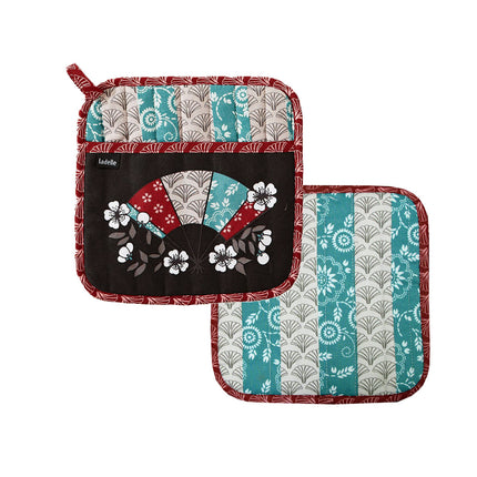 Ladelle Yumi Set of 2 Pot Holders 21 x 21 cm.