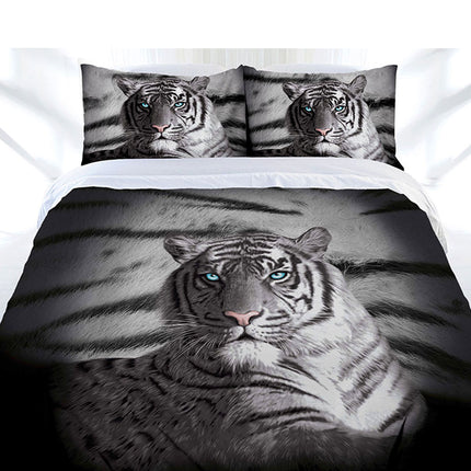Just Home Blue Eyes Stripes Tiger Quilt Cover Set Queen.