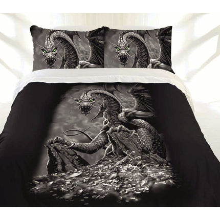 Just Home Green Eyed Dragon Quilt Cover Set Double.