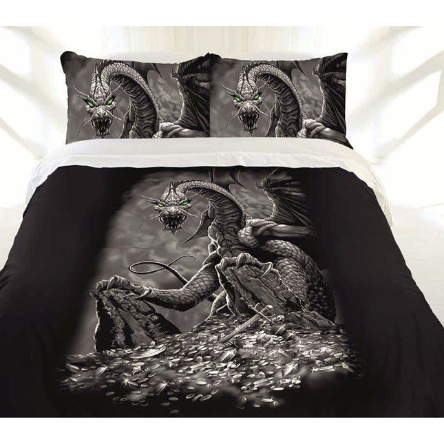 Just Home Green Eyed Dragon Quilt Cover Set Double.