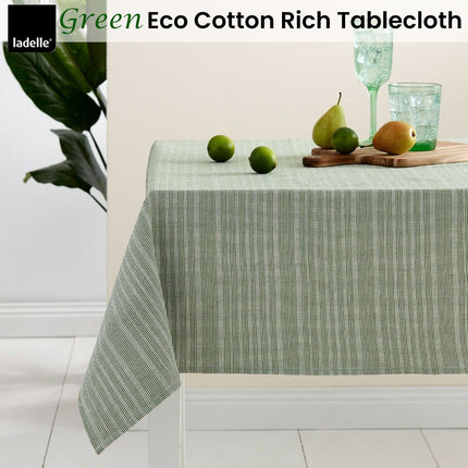 Ladelle Green Eco Cotton Rich Tablecloth 150 x 265 cm.
