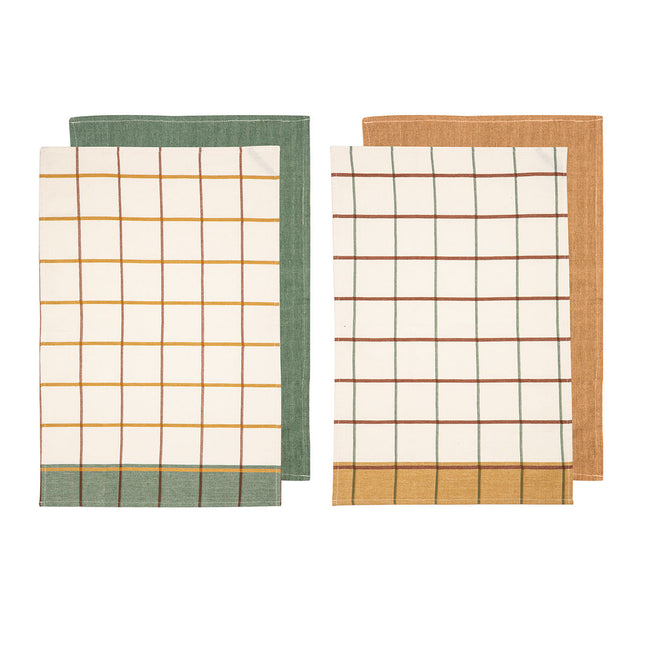 Ladelle Set of 4 Retreat Cotton Kitchen Tea Towels 50 x 70 cm Mix.