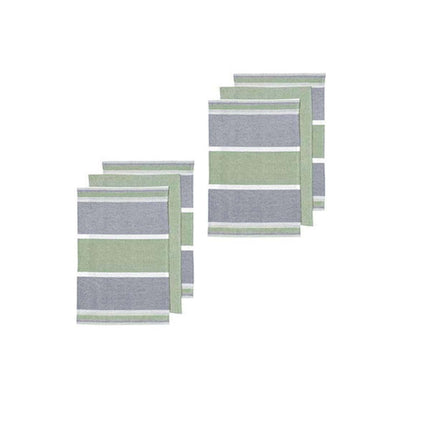Ladelle Revive Block Woven Set of 6 Cotton Kitchen Towels Sage.